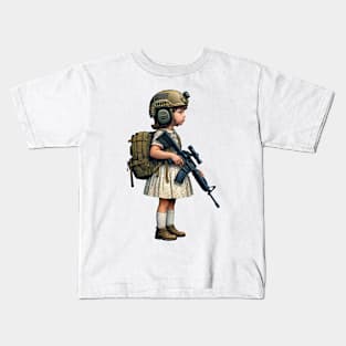 The Little Girl and a Toy Gun Kids T-Shirt